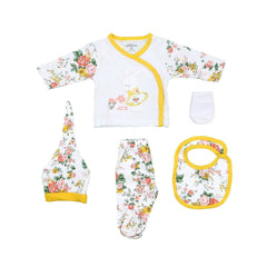 Aziz Bebe Hospital Exit Set - 5 Pieces - White and Flowers 0 month