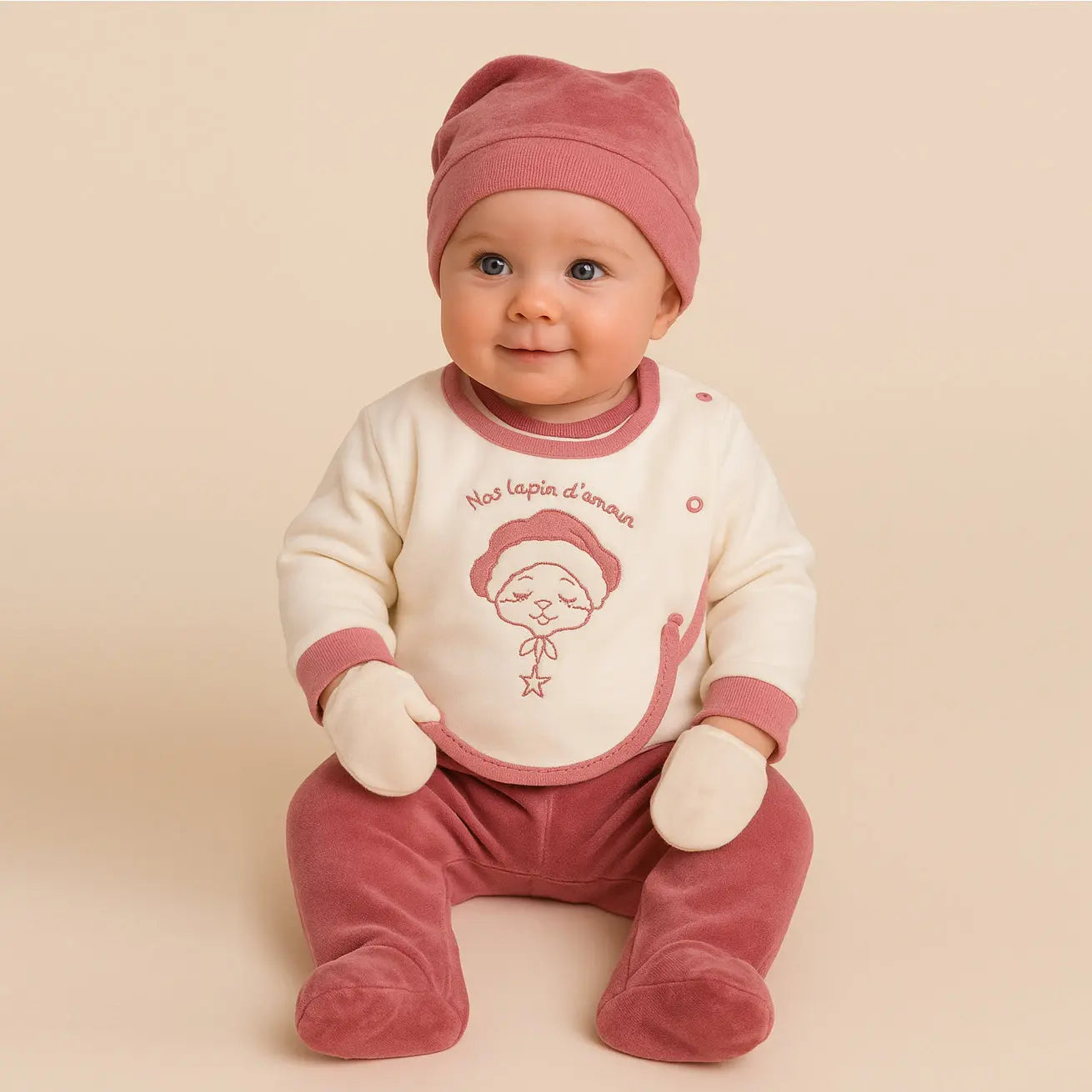 Aziz Bebe Hospital Exit Set - 5 Pieces - Pink & White Aziz Bebe