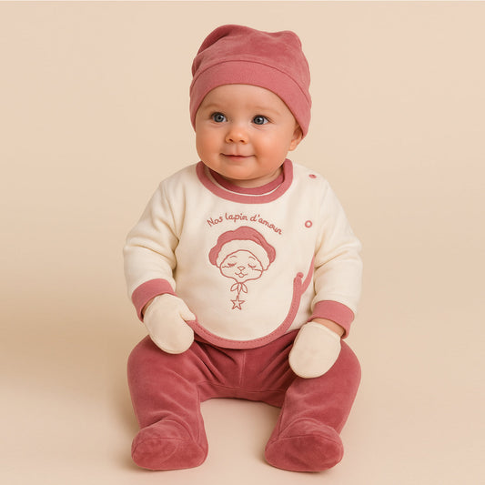 Aziz Bebe Hospital Exit Set - 5 Pieces - Pink & White Aziz Bebe