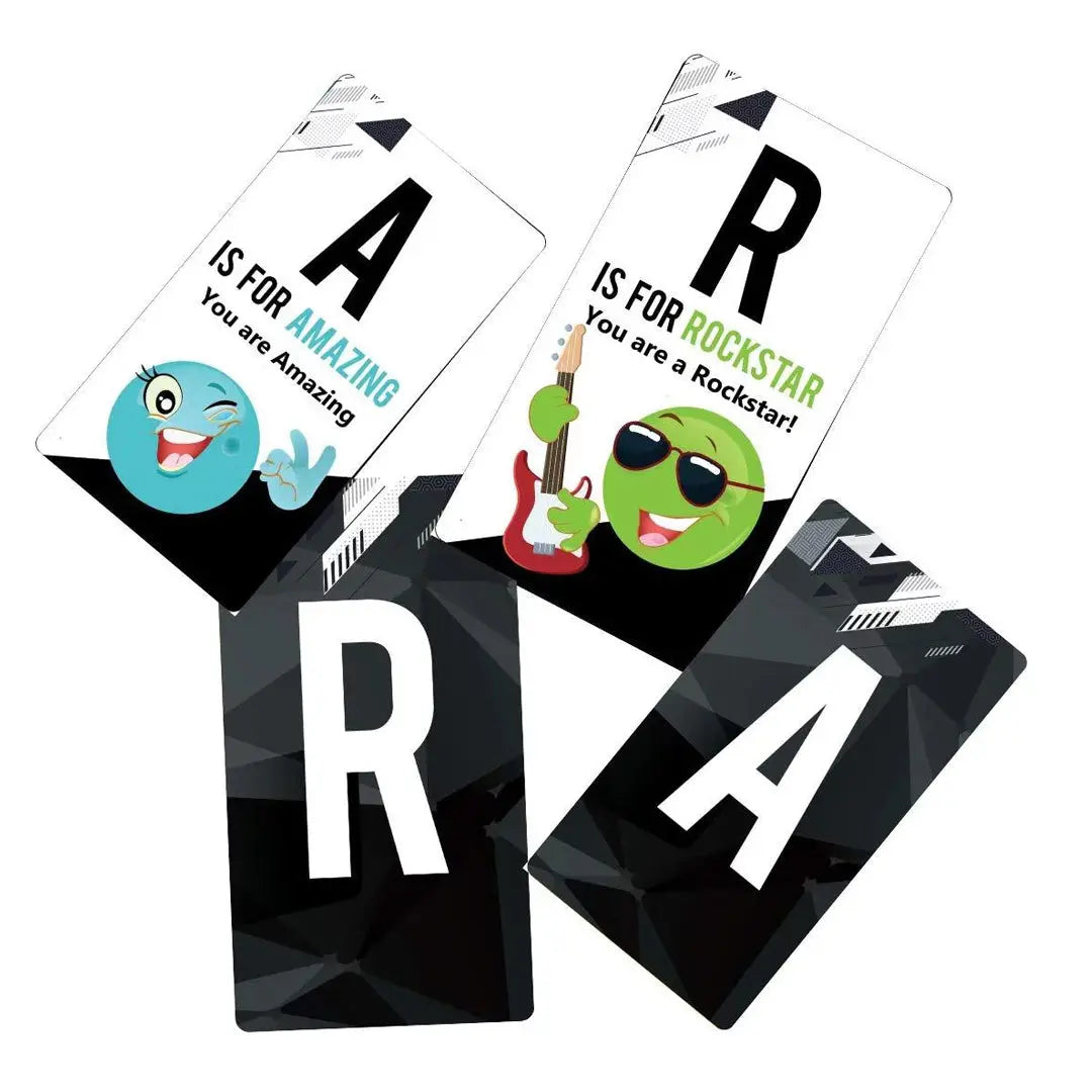 Darlyng & Co Modern Alphabet Affirmation Flash Cards with Playful Emojis Darlyng & Co