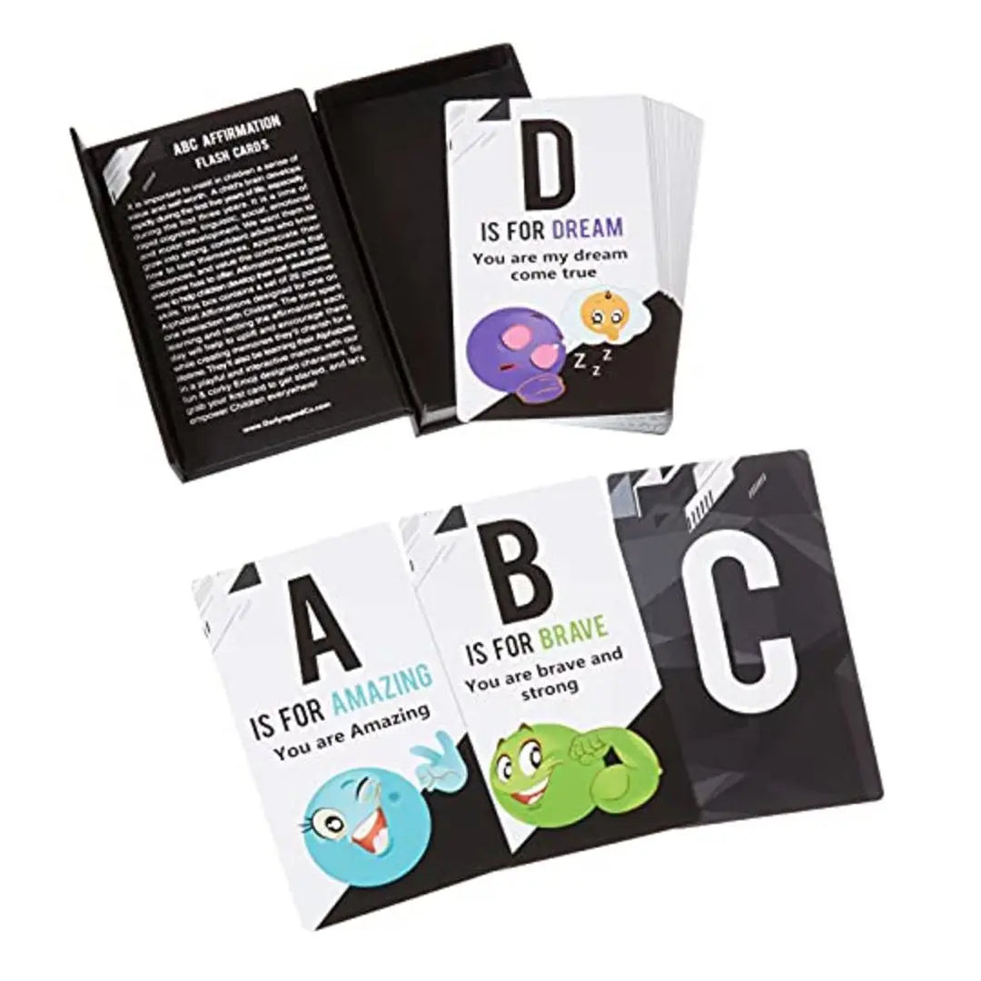 Darlyng & Co Modern Alphabet Affirmation Flash Cards with Playful Emojis Darlyng & Co