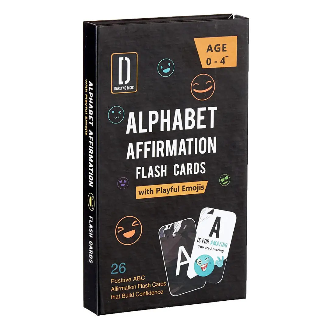 Darlyng & Co Modern Alphabet Affirmation Flash Cards with Playful Emojis Darlyng & Co