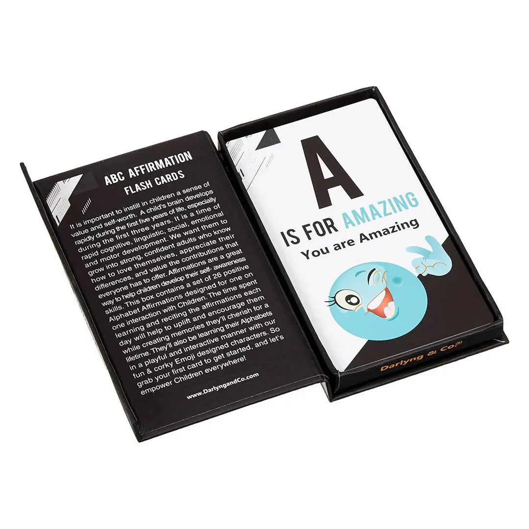 Darlyng & Co Modern Alphabet Affirmation Flash Cards with Playful Emojis Darlyng & Co