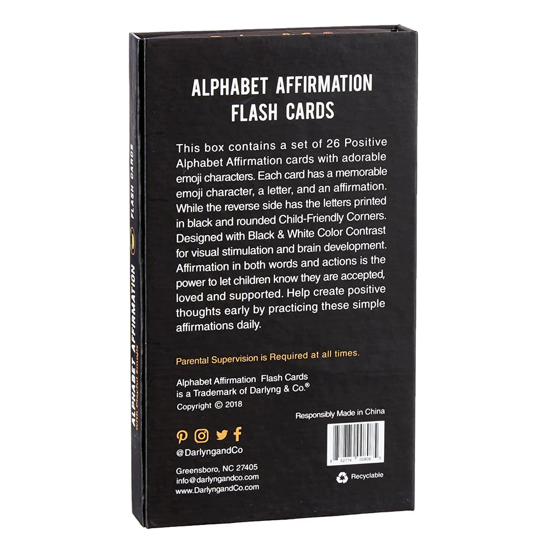Darlyng & Co Modern Alphabet Affirmation Flash Cards with Playful Emojis Darlyng & Co