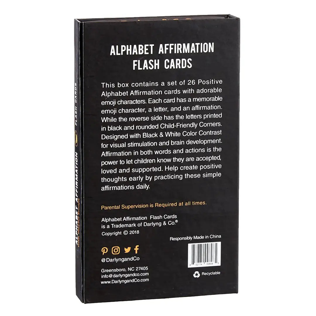 Darlyng & Co Modern Alphabet Affirmation Flash Cards with Playful Emojis Darlyng & Co
