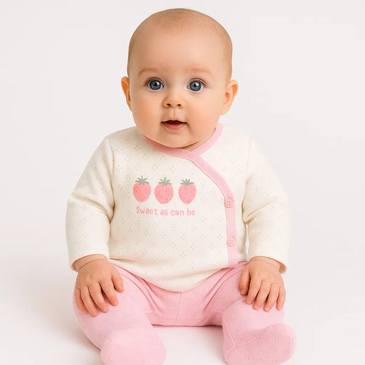 Aziz Bebe Baby Double Set strawberry print - Pink Aziz Bebe