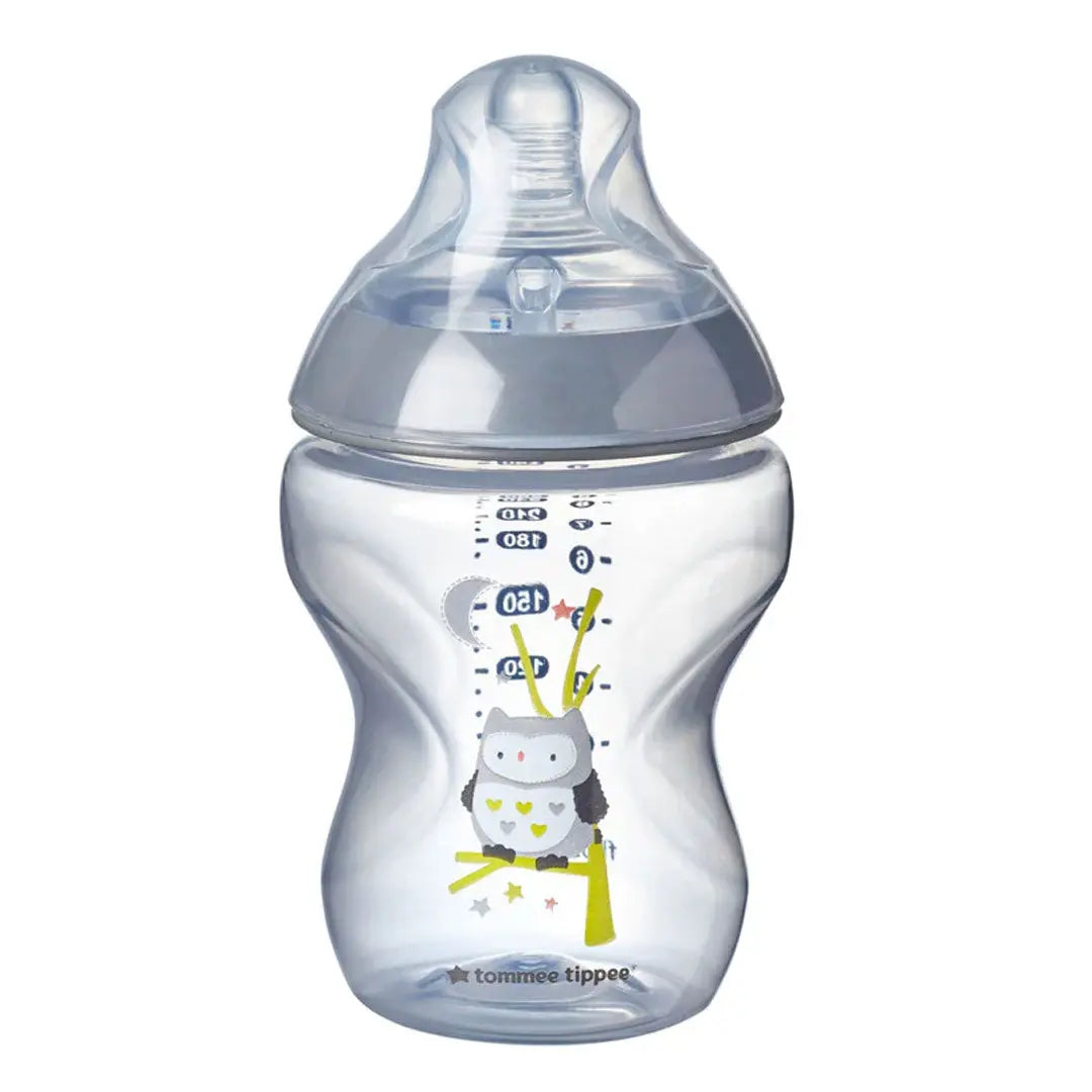 Tommee Tippee Closer to Nature Easi-Vent Decorative Grey Bottle Feeding, ( 260ml ) - Pack of 1 - Owl Tommee Tippee