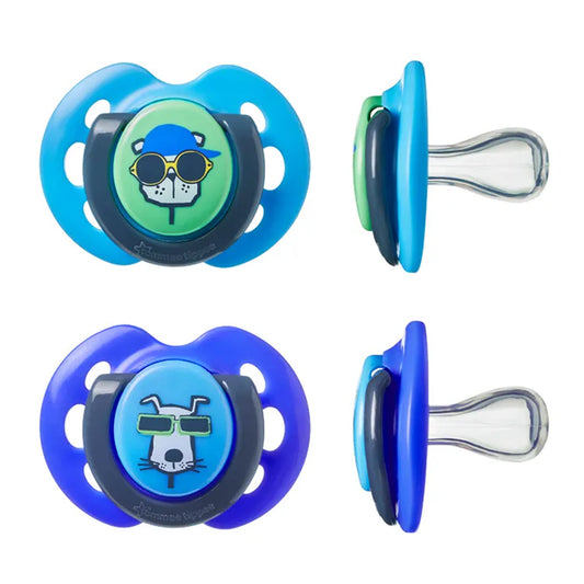 Tommee Tippee Fun Style Soothers - Pack of 2 - Blue and Green (0-6 Months)