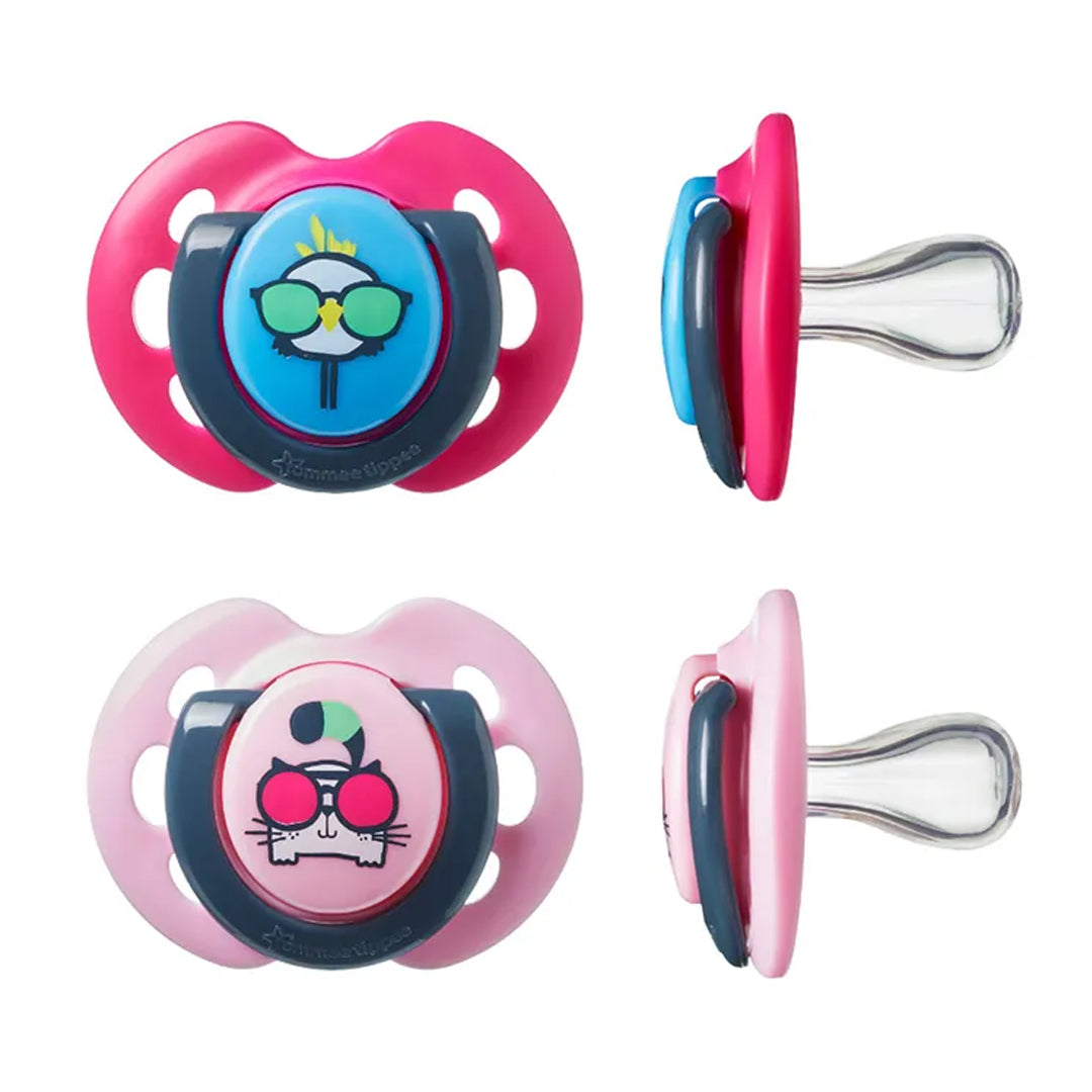 Tommee Tippee Fun Style Soothers - Pack of 2 - Blue and Pink Tommee Tippee