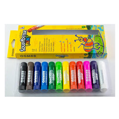 Solid Poster Paint, Crayon Stick 12 Pieces Osmer
