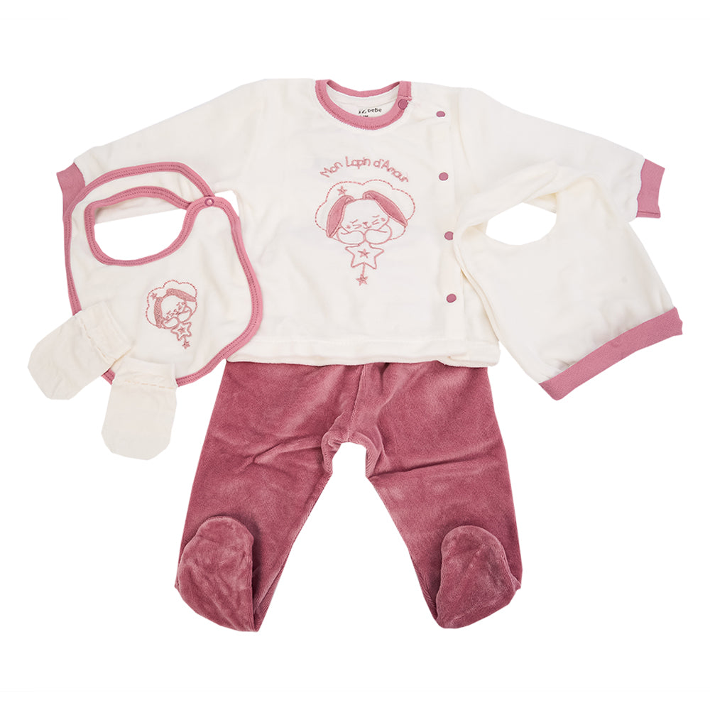 Aziz Bebe Hospital Exit Set - 5 Pieces - Pink & White Aziz Bebe
