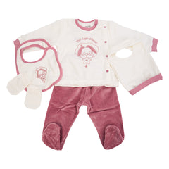 Aziz Bebe Hospital Exit Set - 5 Pieces - Pink & White Aziz Bebe