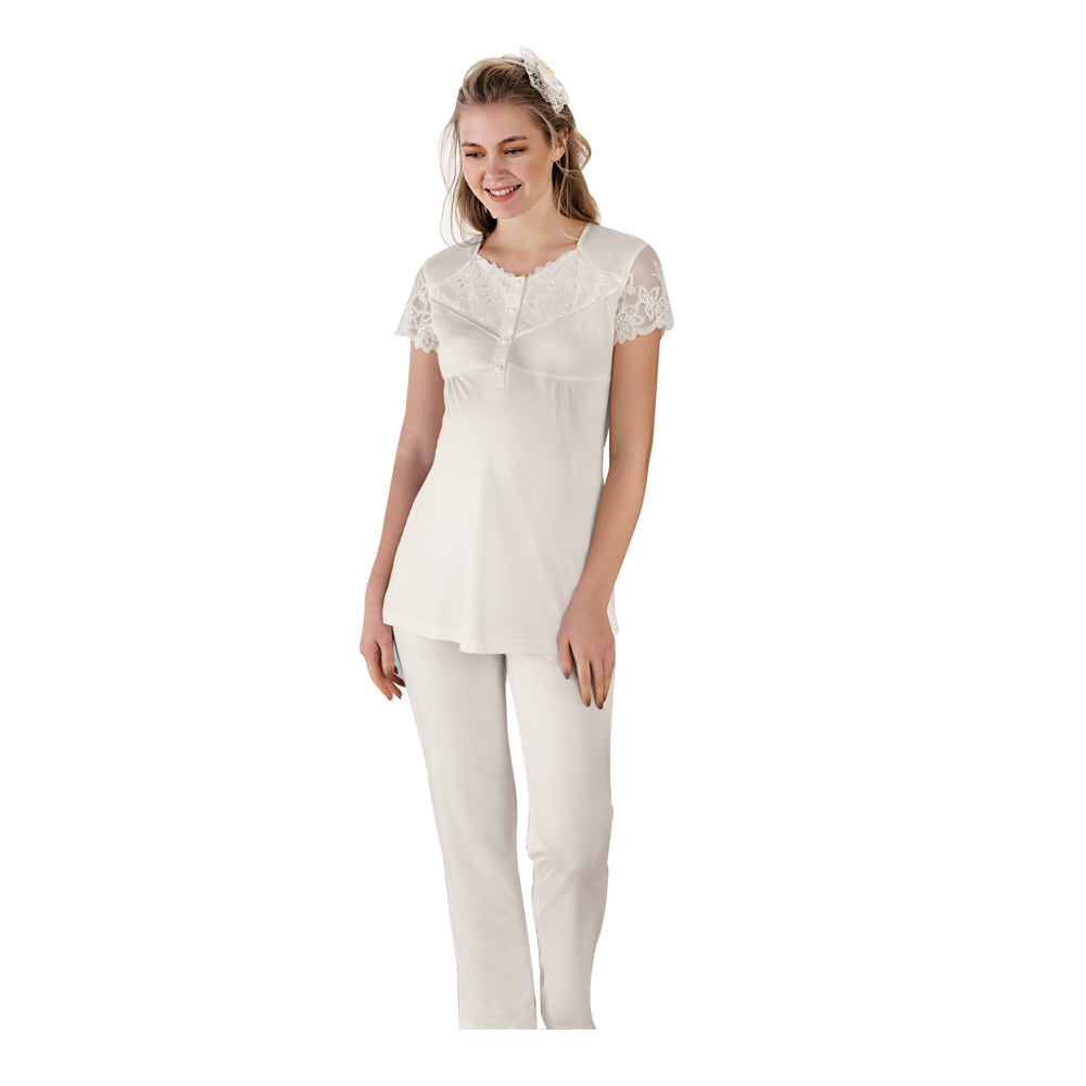 FC Fantasy 1181 Maternity Pyjamas Set, White Fc Fantasy