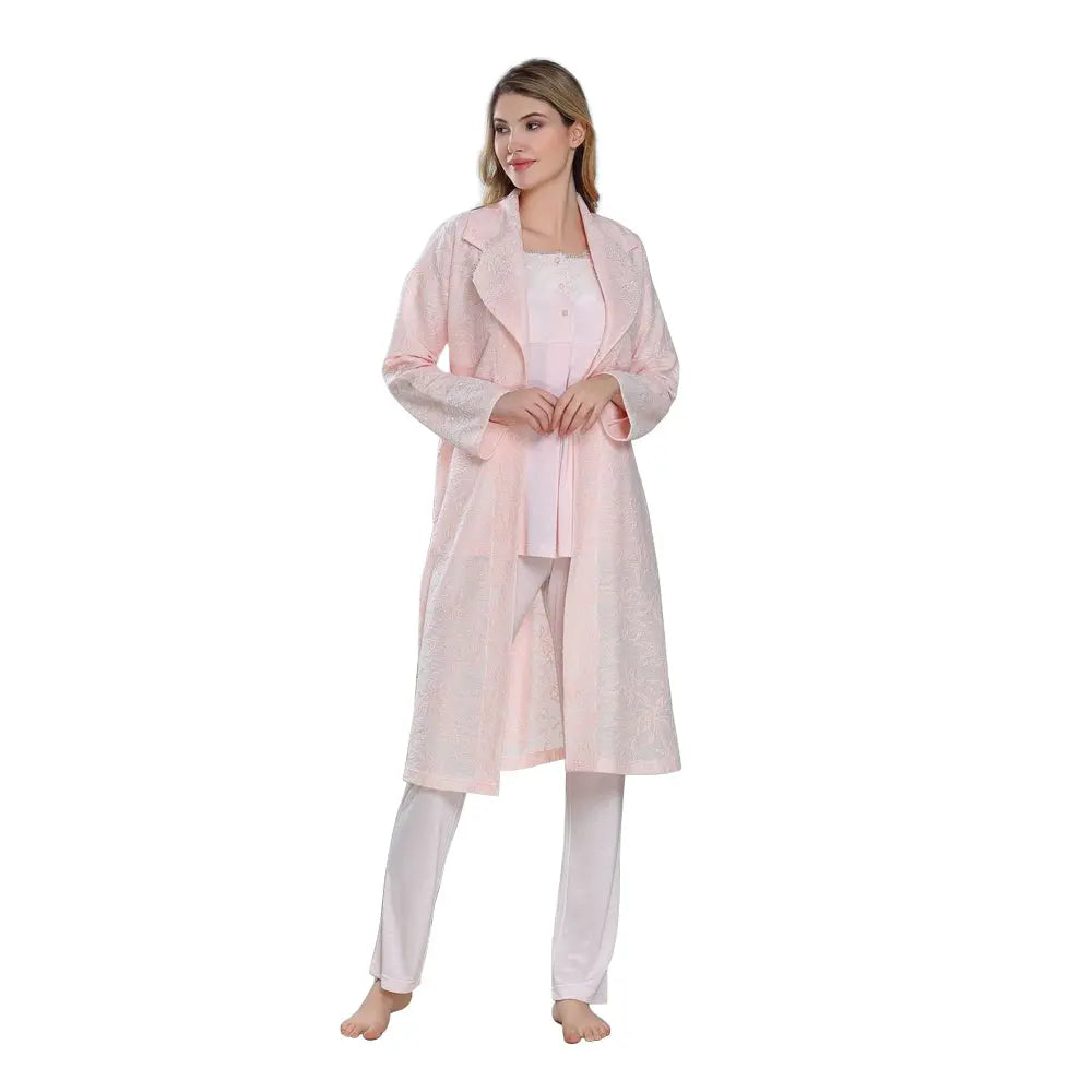 Tuba Maternity Pyjama Set With Lace, Pink Tuba