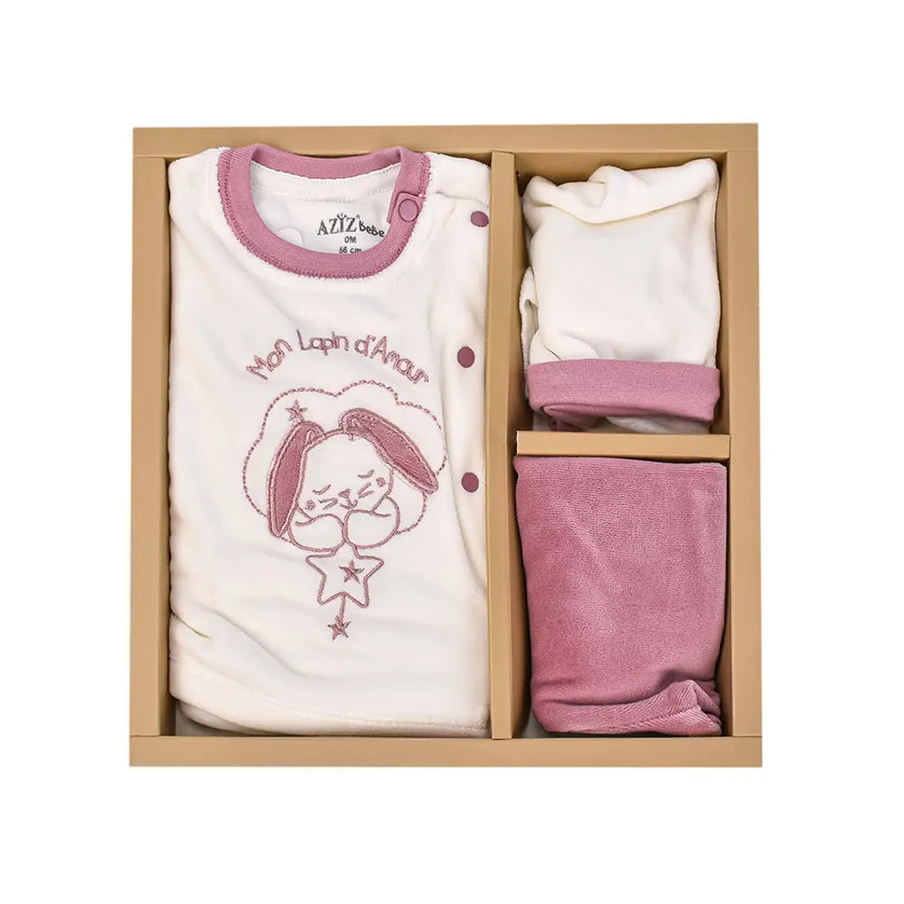 Aziz Bebe Hospital Exit Set - 5 Pieces - Pink & White Aziz Bebe
