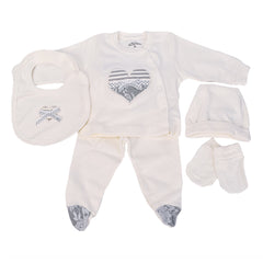 Aziz Bebe Hospital Exit Set - 5 Pieces - White Heart Design