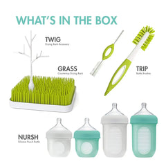 Boon Nursh Grass Drying Rack Bundle Bottles & Accessories Starter Set Boon