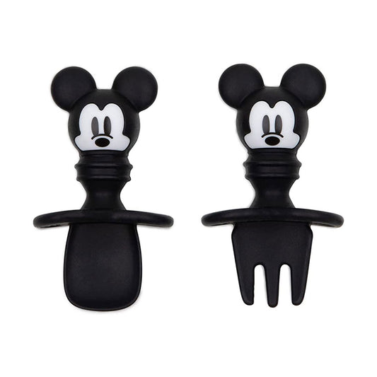 Bumkins Silicone Chewtensils Baby Fork and Spoon Set - Mickey Mouse