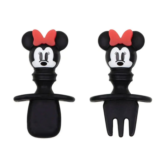 Bumkins Silicone Chewtensils Baby Fork and Spoon Set - Minnie Mouse Bumkins