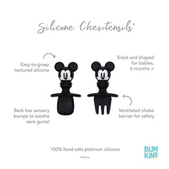 Bumkins Silicone Chewtensils Baby Fork and Spoon Set - Mickey Mouse