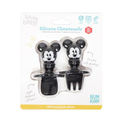 Bumkins Silicone Chewtensils Baby Fork and Spoon Set - Mickey Mouse