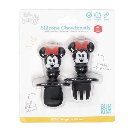 Bumkins Silicone Chewtensils Baby Fork and Spoon Set - Minnie Mouse