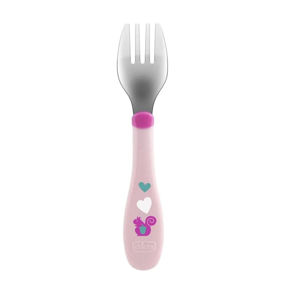 Chicco Metal Cutlery، 18 months+ - Pink Chicco