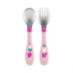 Chicco Metal Cutlery، 18 months+ - Pink Chicco