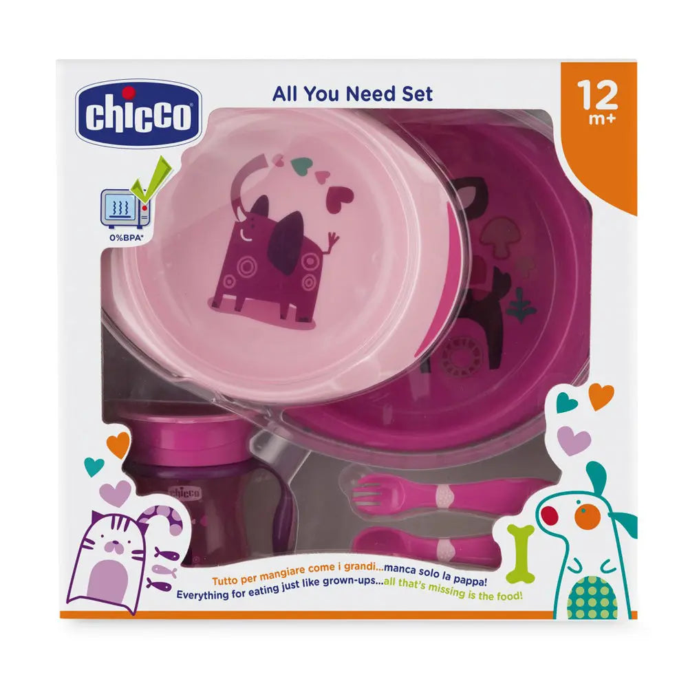 Chicco Weaning Set Pink, 12 months Chicco