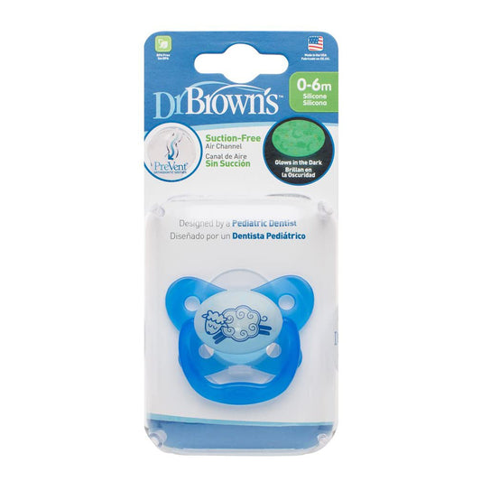Dr Browns PreVent Glow in the Dark Butterfly Shield Pacifier - ( Stage 1 ) - Blue :(0-6 Months)