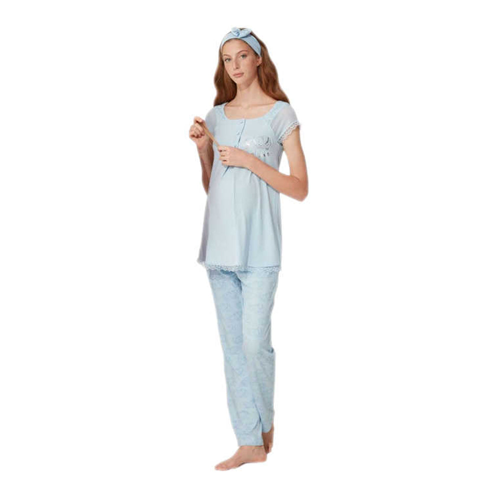 Feyza 3763 Love Maternity Pyjamas Set - Blue Feyza