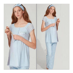 Feyza 3763 Love Maternity Pyjamas Set - Blue Feyza