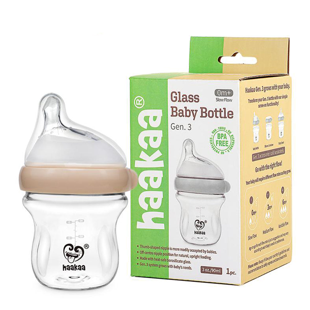 Haakaa Generation 3 Glass Baby Bottle, (90ml) - Peach Haakaa