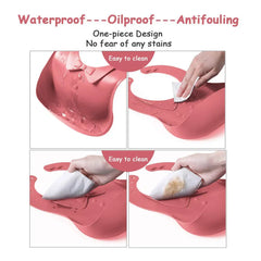 Haakaa Silicone Kids Dinnerware Set - Ruby Bib and Blush Plate Haakaa