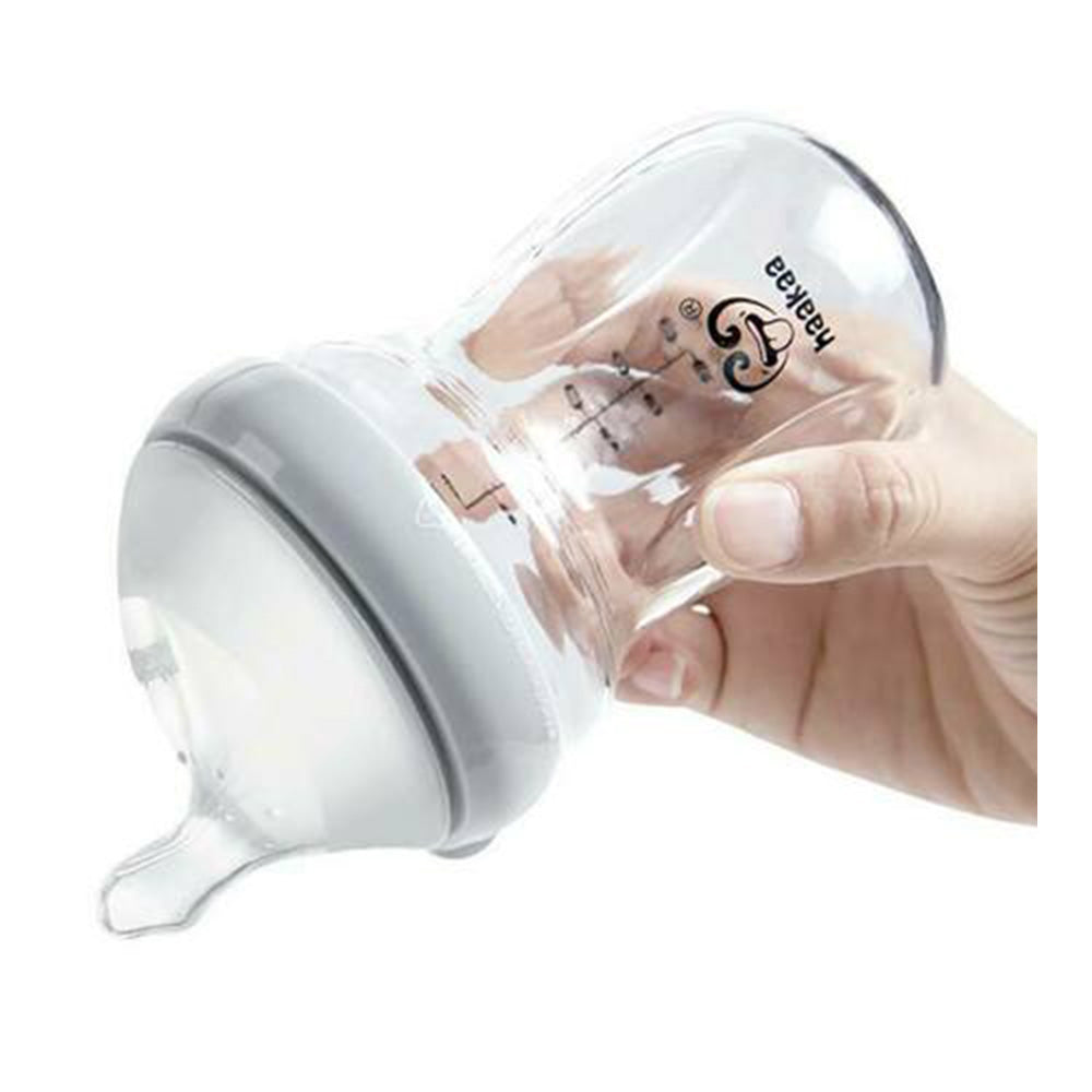 Haakaa Generation 3 Glass Baby Bottle:( 160ml )- Grey Haakaa