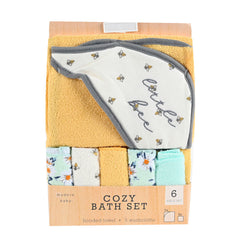 Hooded Towel with 5 Washcloths - Little Baby Modern Baby