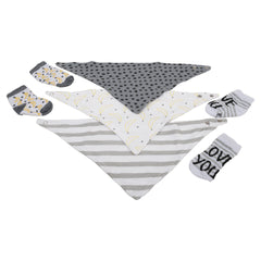 Love you Socks and Bandana Bib Set, Grey (0-6 M) Baby Lounge