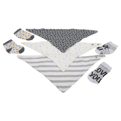 Love you Socks and Bandana Bib Set, Grey (0-6 M) Baby Lounge
