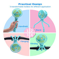 Mamas First Mini Fan Flexible Tripod - Blue