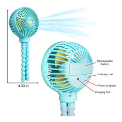 Mamas First Mini Fan Flexible Tripod - Blue