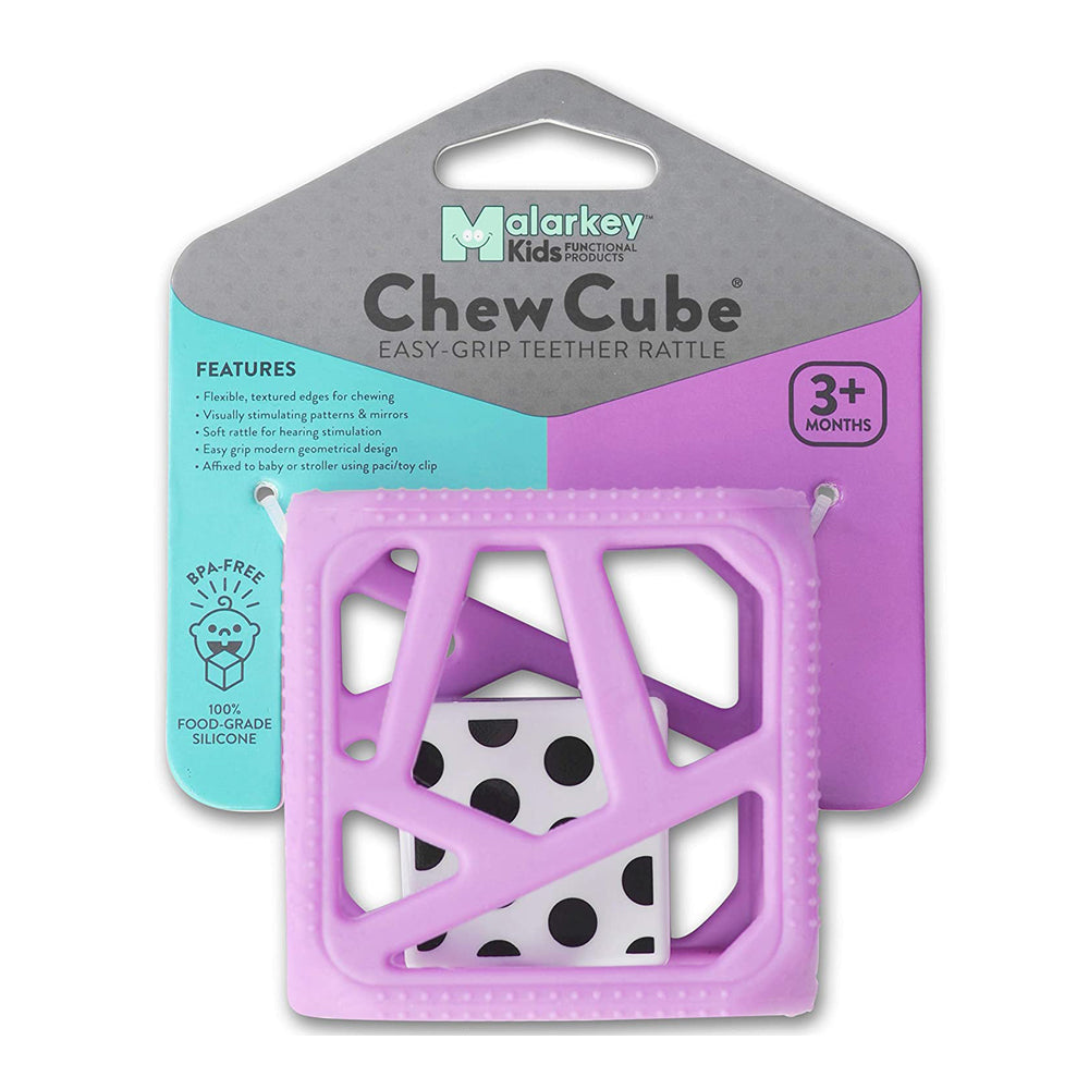 Malarkey Kids Chew Cube Easy Grip Teether Rattle - Purple Malarkey Kids