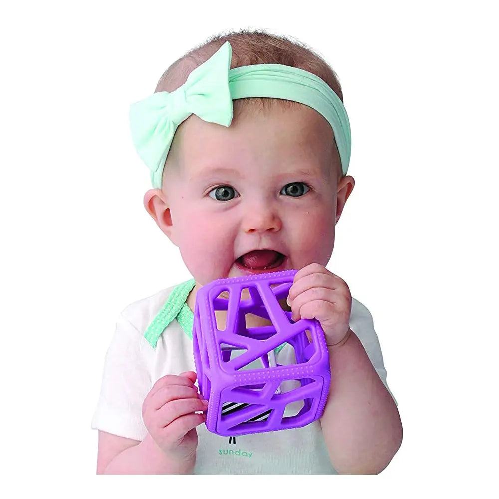 Malarkey Kids Chew Cube Easy Grip Teether Rattle - Purple Malarkey Kids