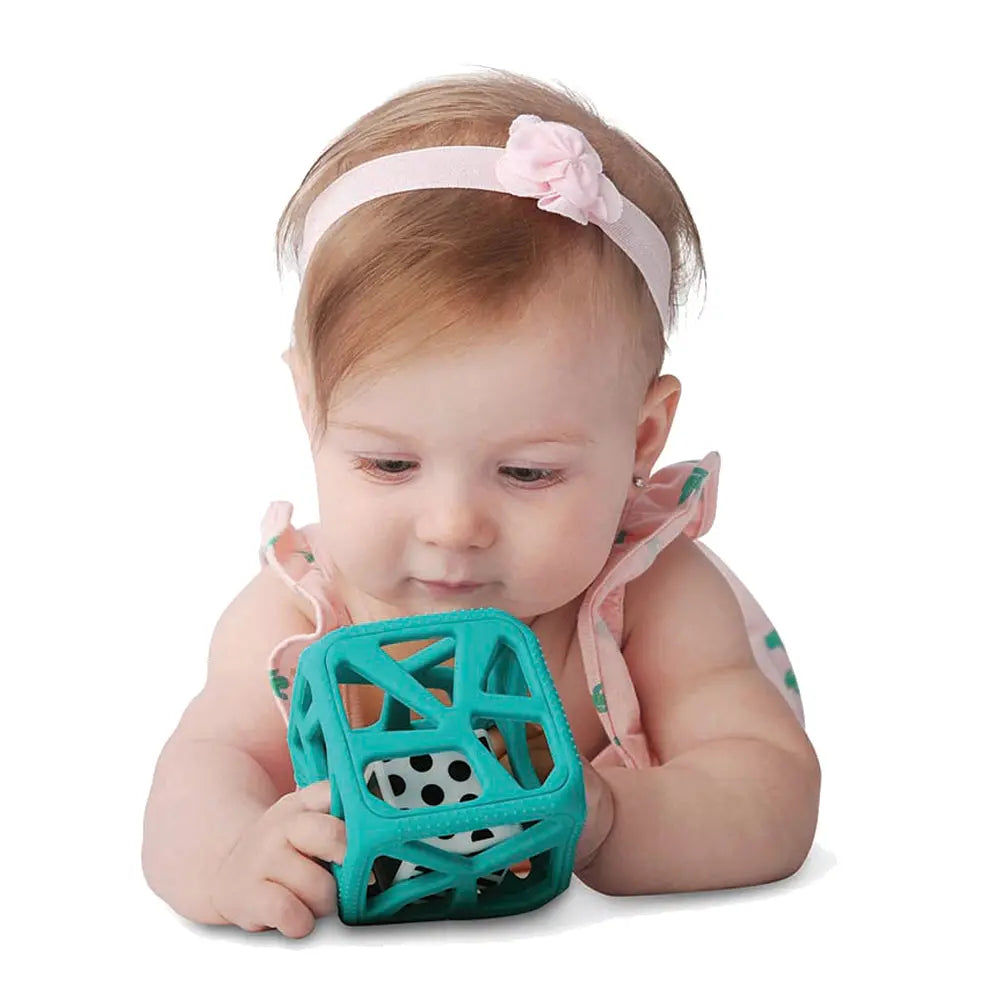 Malarkey Kids Chew Cube Easy Grip Teether Rattle - Turquoise Malarkey Kids