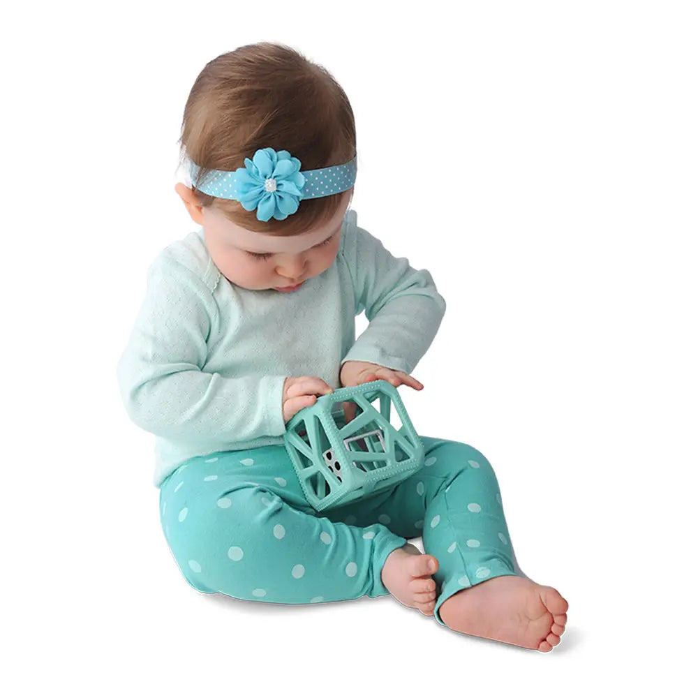 Malarkey Kids Chew Cube Easy Grip Teether Rattle - Turquoise Malarkey Kids
