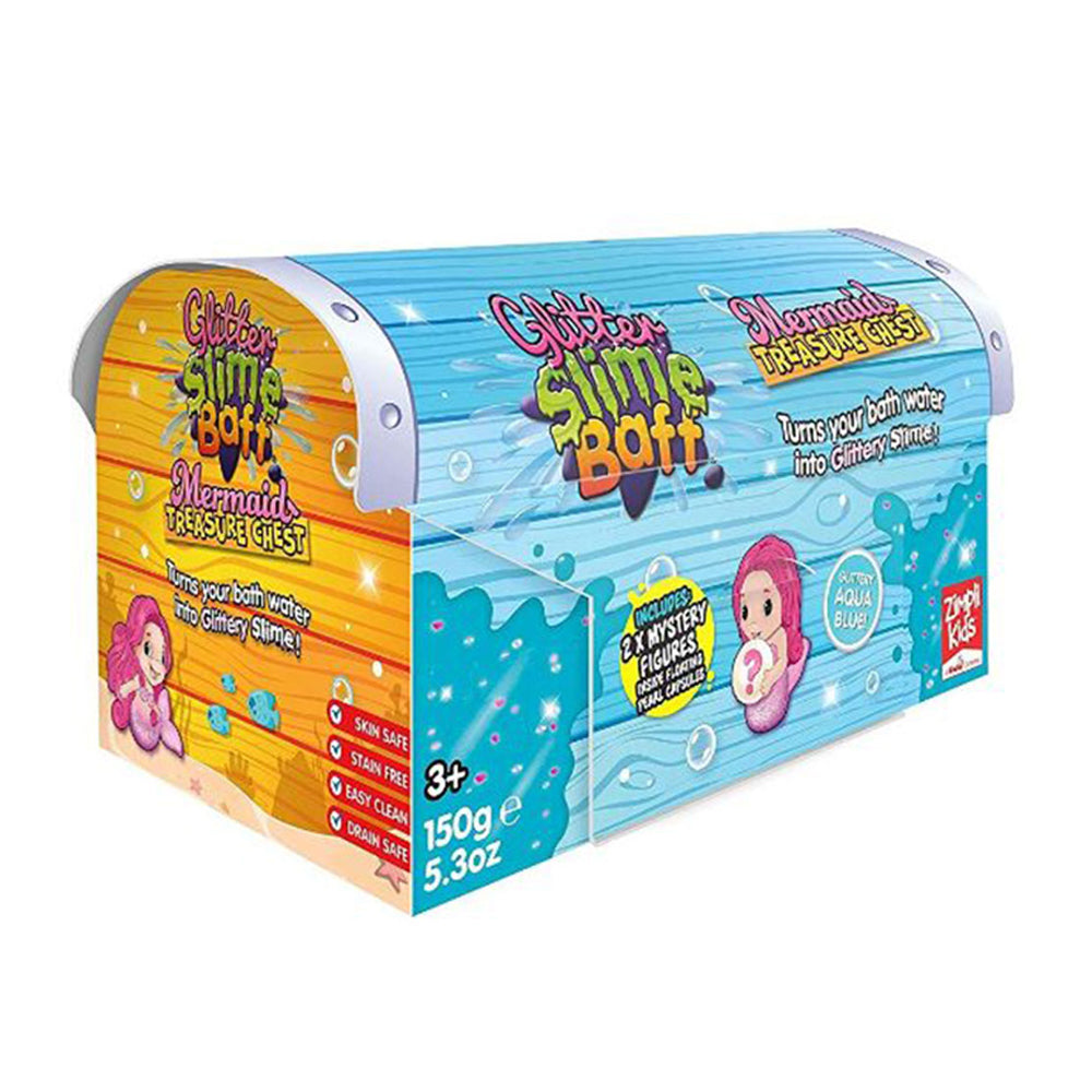 Zimpli Kids Glitter Slime Baff - Mermaid Treasure Chest - Aqua Blue Zimpli Kids