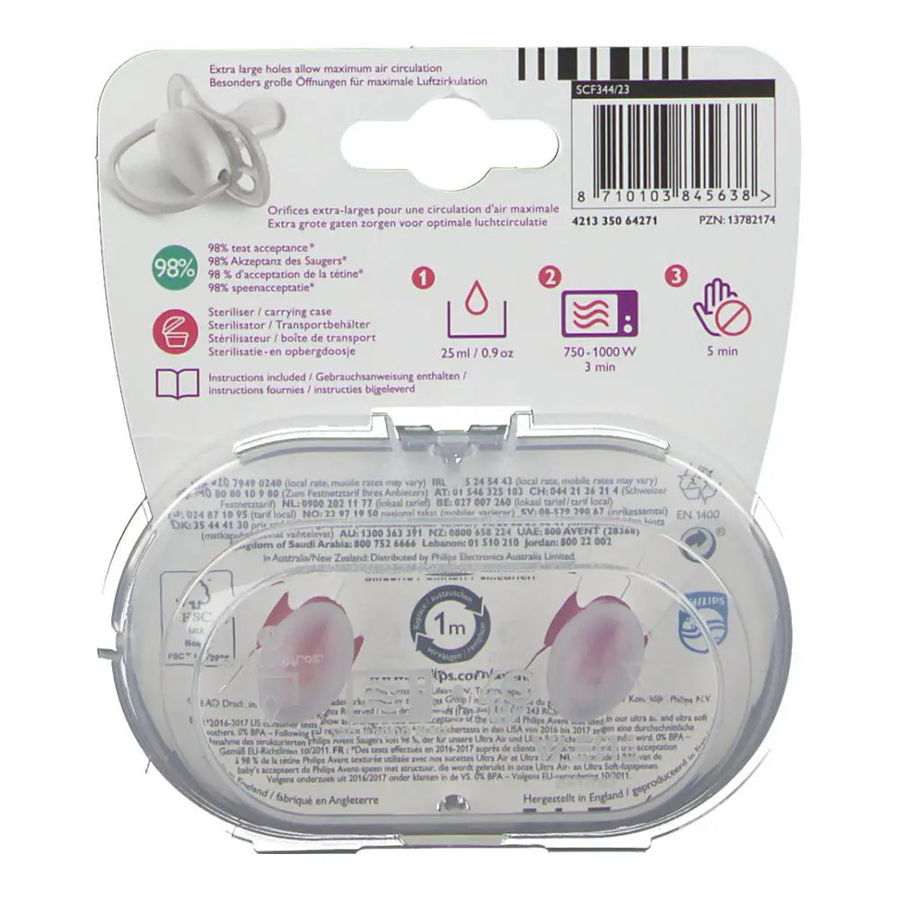 Philips Avent Soother Ultra Air 6-18 months - Pink - Pack of 2 Philips Avent