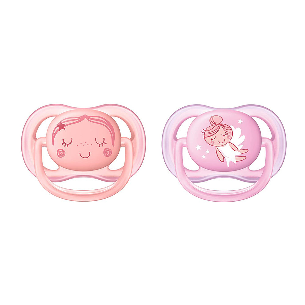 Philips Avent Soother Ultra Air 0-6 months - Mix Deco - 2 Pieces, Pink Philips Avent