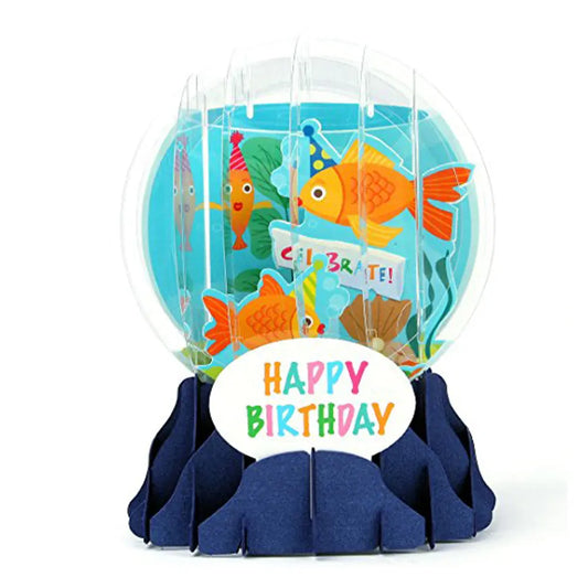 Pop Up 3D Birthday Card Goldfish Up With Paper