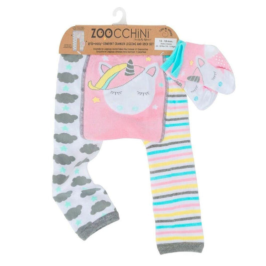 Zoocchini Comfort طقم ليجن وجورب للأطفال الرضع - ألي ذا أليكورن