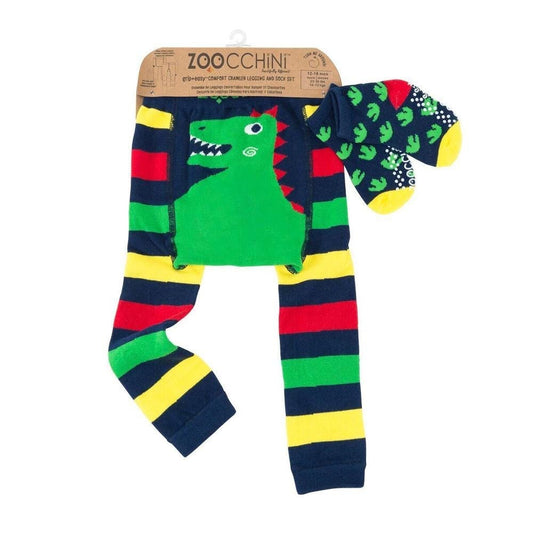 مجموعة الجوارب والجورب من Zoocchini Comfort للرضع الزاحف - ديفين الديناصور